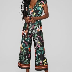 Fashion Nova Tropical Black Jumpsuit